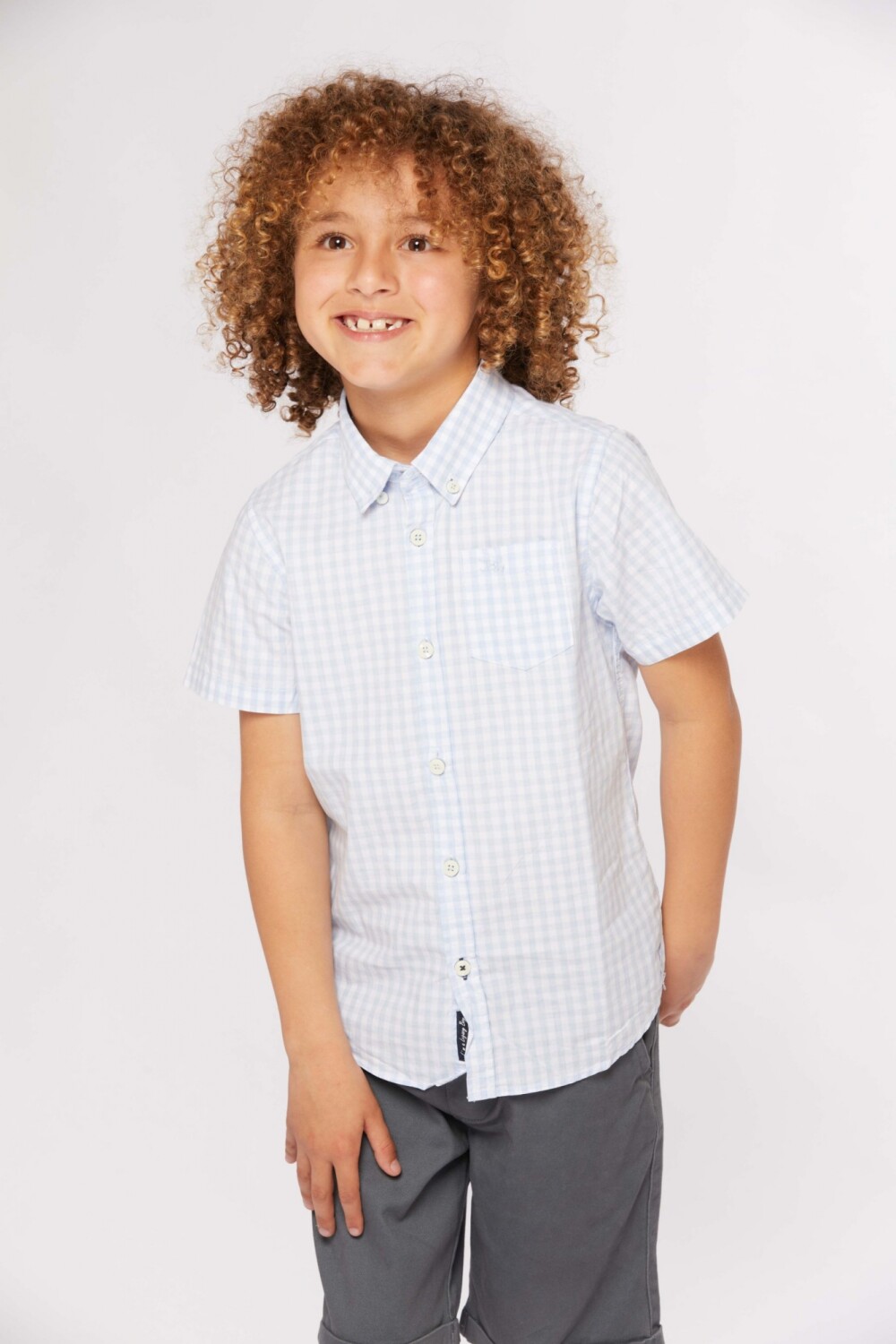 CAMISA A CUADROS Celeste