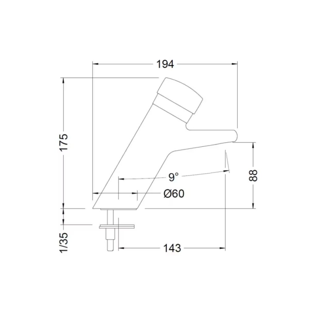 Griferia de lavatorio temporizada monocomando de mesada Genebre Cromo Brillante Griferia De Lavatorio Temporizada Monocomando De Mesada Genebre Cromo Brillante