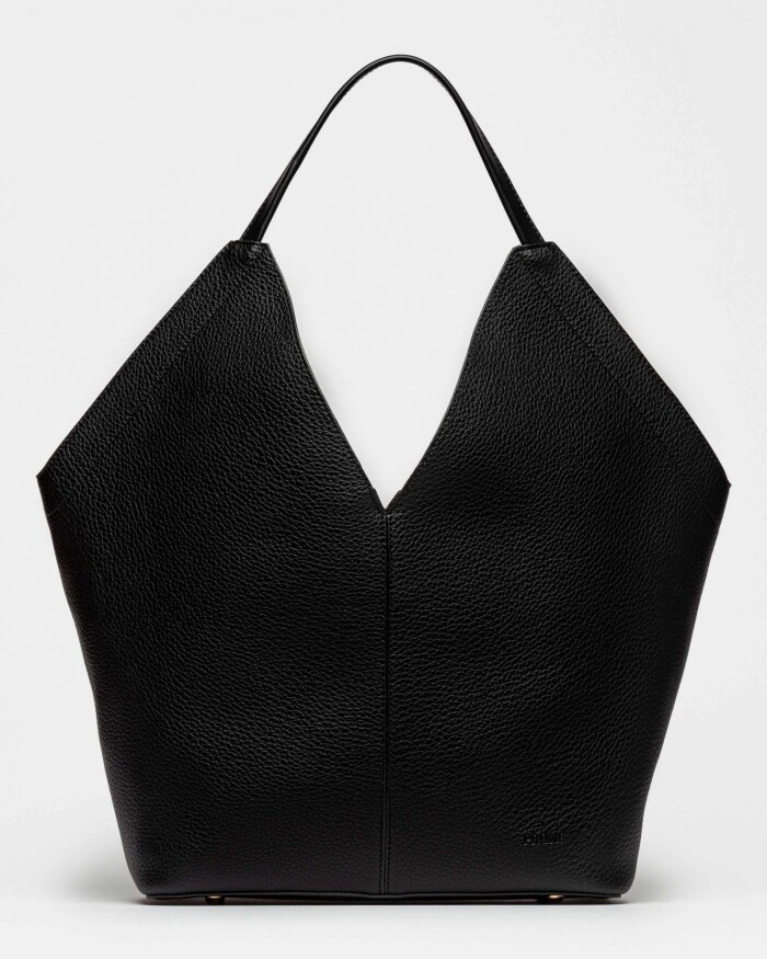 Shopper Josephine en efecto cuero graneado Negro