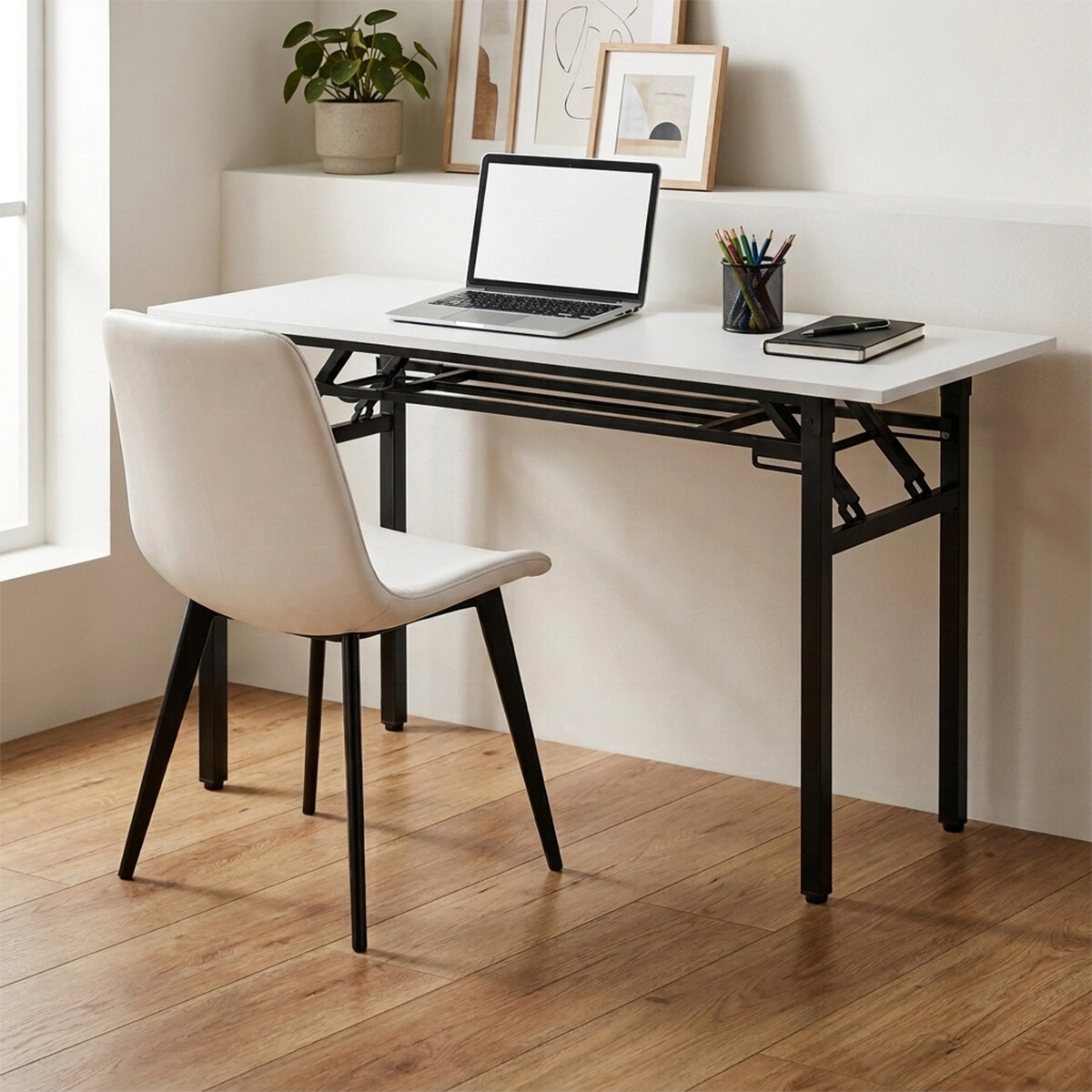Escritorio Plegable Noffice 120x40 Cm Con Silla Incluida - Blanco 
