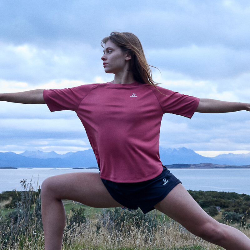 T-SHIRT MC WMN TRNG LOOSE blanco Rosa Dusty