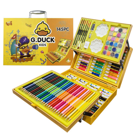 Set Valija Metálica Arte Escolar Didáctico 145 Piezas Pato