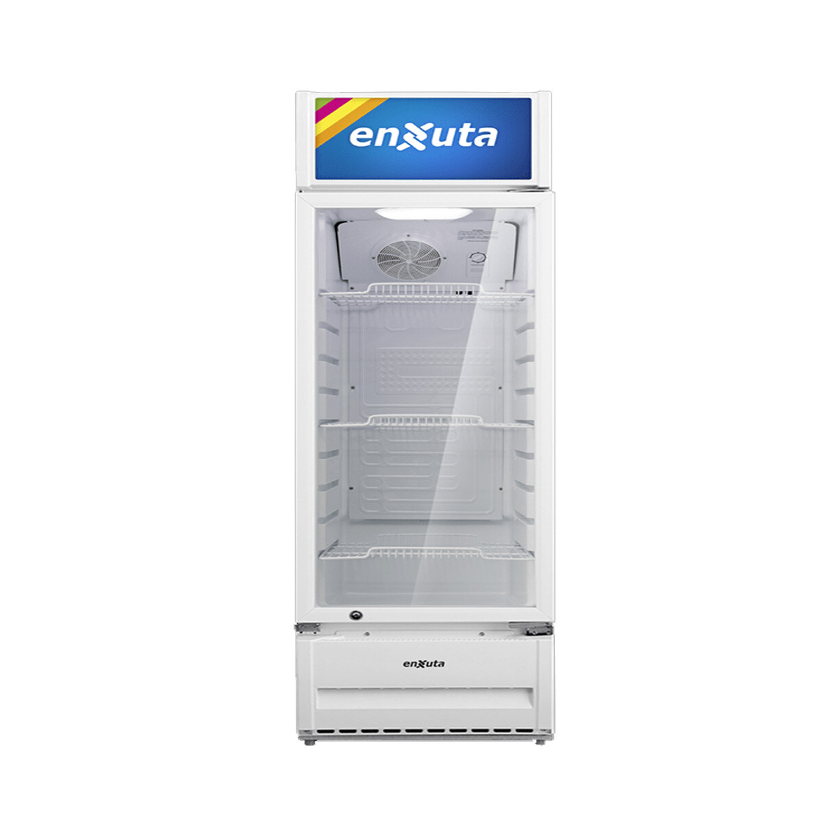 VITRINA COMERCIAL VERTICAL 211 LITROS CON CENEFA LUMINOSA LED ENXUTA 