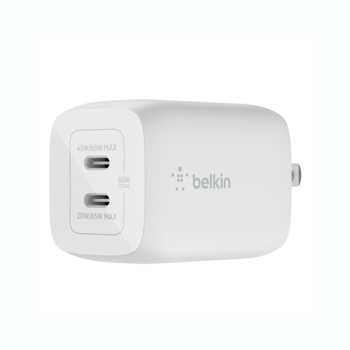 Adaptador Dual USB-C BELKIN WCH013DQWH 65W Carga Rápida 