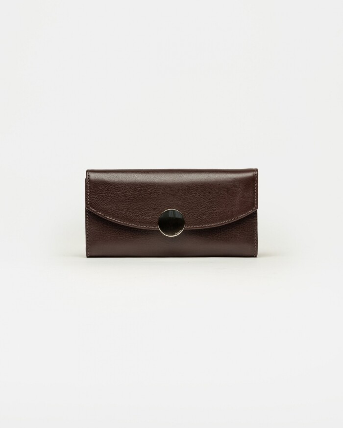 Billetera The Circle en cuero liso Chocolate