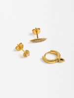 Set De Pendientes Circonitas - Plata De Ley 925 dorado