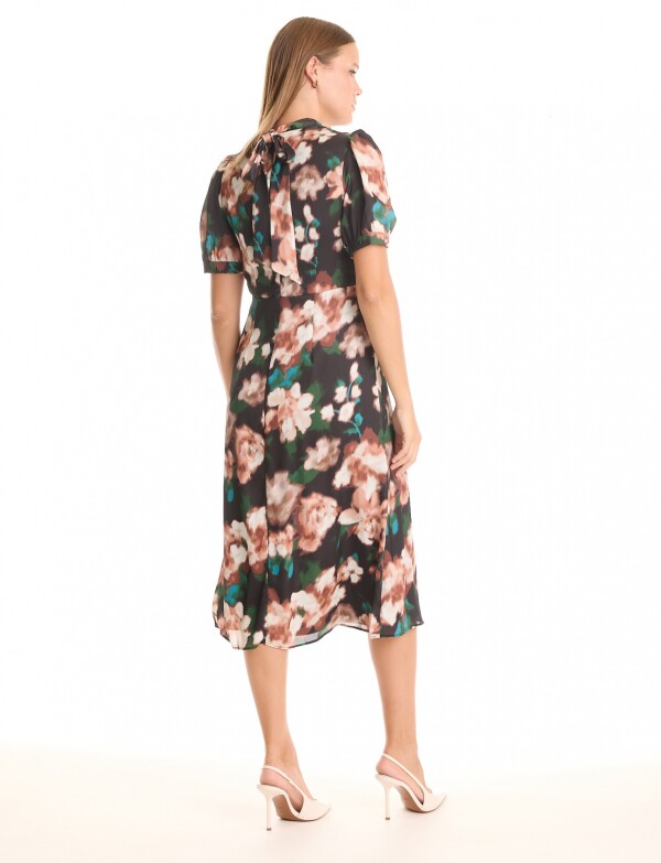 Vestido Gasa Flores MULTI/NEGRO