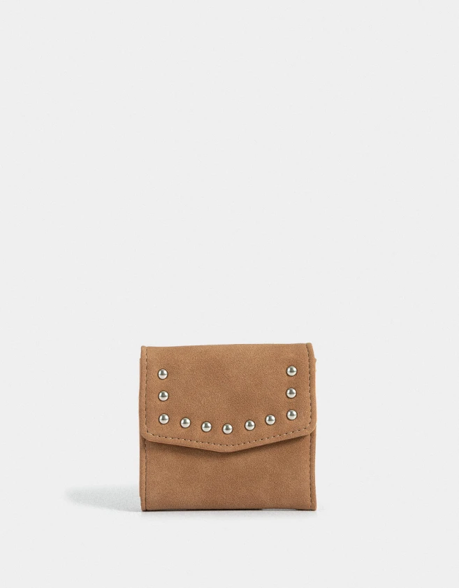 Monederos Boho Monedero Con Tachitas - Marron Beige