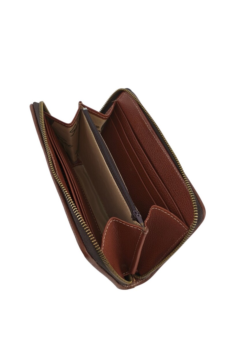 Monedero de piel genuina Marrón