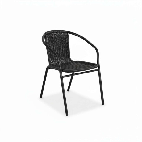 Silla Si­mil Rattan y acero clasica Negro
