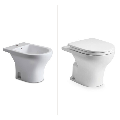 Juego De Inodoro Corto, Tapa Y Bidet, Linea Veneto, Ferrum BLANCO