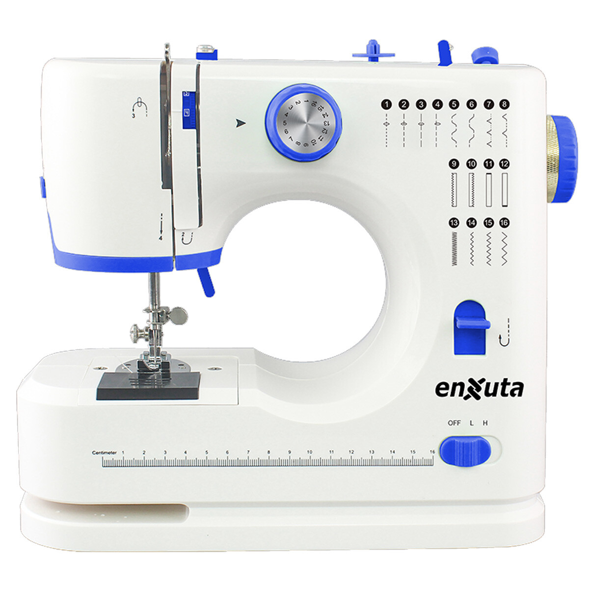 MÁQUINA DE COSER ENXUTA MCENX3716 16 PATRONES DE PUNTADA AMV COLOR BLANCO 