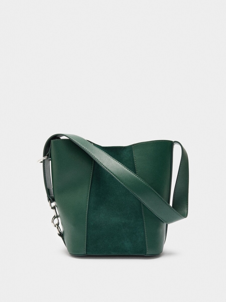Bolso Bombonera Con Detalles De Piel verde