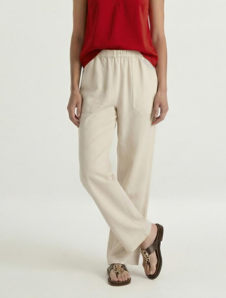 PANTALÓN RECTO PARA MUJER BEIGE