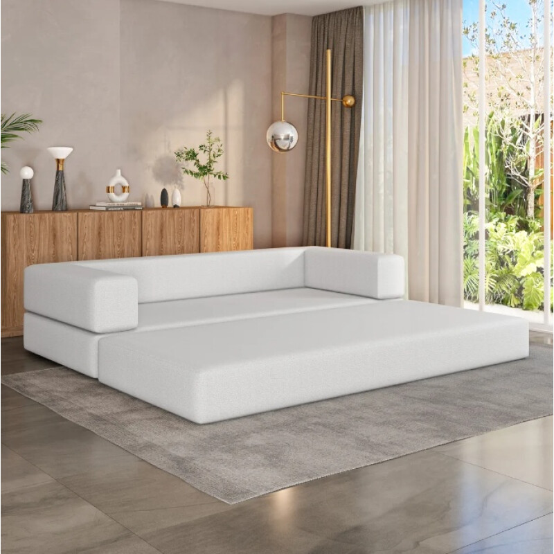 Sillón Sofá Cama Modular 3 Cuerpos Move Compactado En Caja Beige