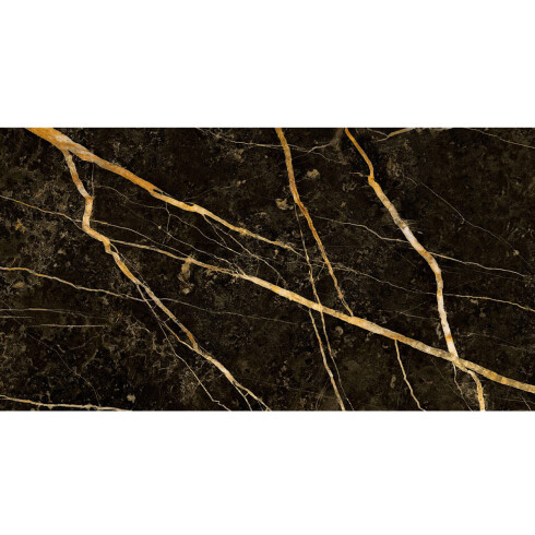 Semi gres 62x119 Rectificado Pulido Negro Marquina Vetas Dorada GAMAS DE NEGRO