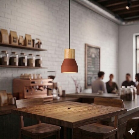 Luminaria de cemento y madera 12.5*16cm TERRACOTA