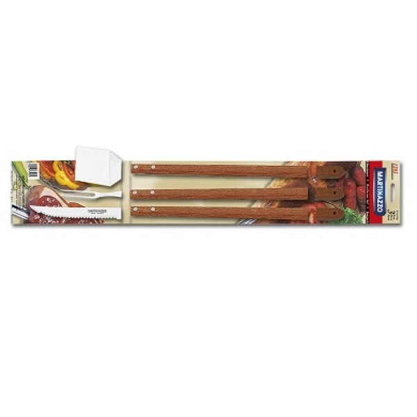 Set Asador 3 pzas Mango Madera Largo Set Asador 3 pzas Mango Madera Largo
