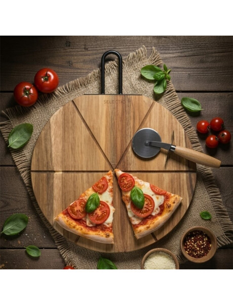 SET TABLA MADERA ACACIA CON CORTADOR PIZZA D31x1.5CM SET TABLA MADERA ACACIA CON CORTADOR PIZZA D31x1.5CM