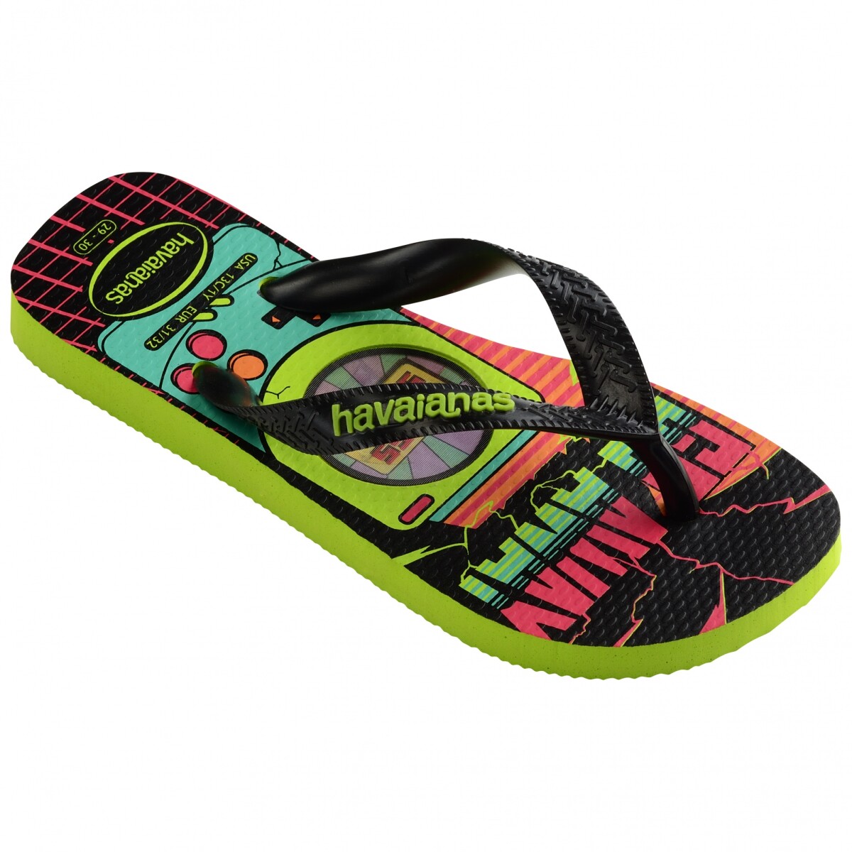 Sandalias Infantiles Havaianas Top Kids Holographic - Verde - Amarillo Limón - Negro 