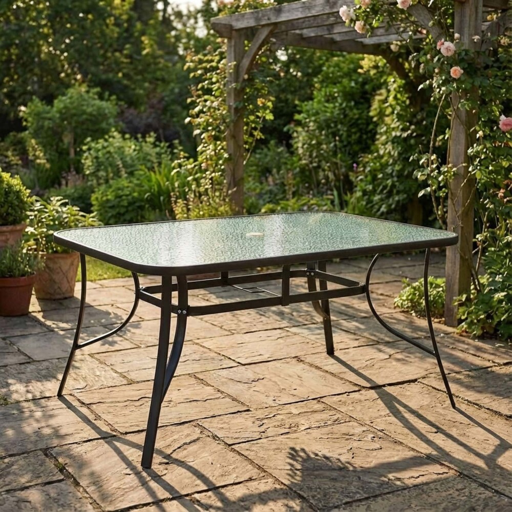 MESA DE COMEDOR ACERO-Y-VIDRIO NEGRO MALACA