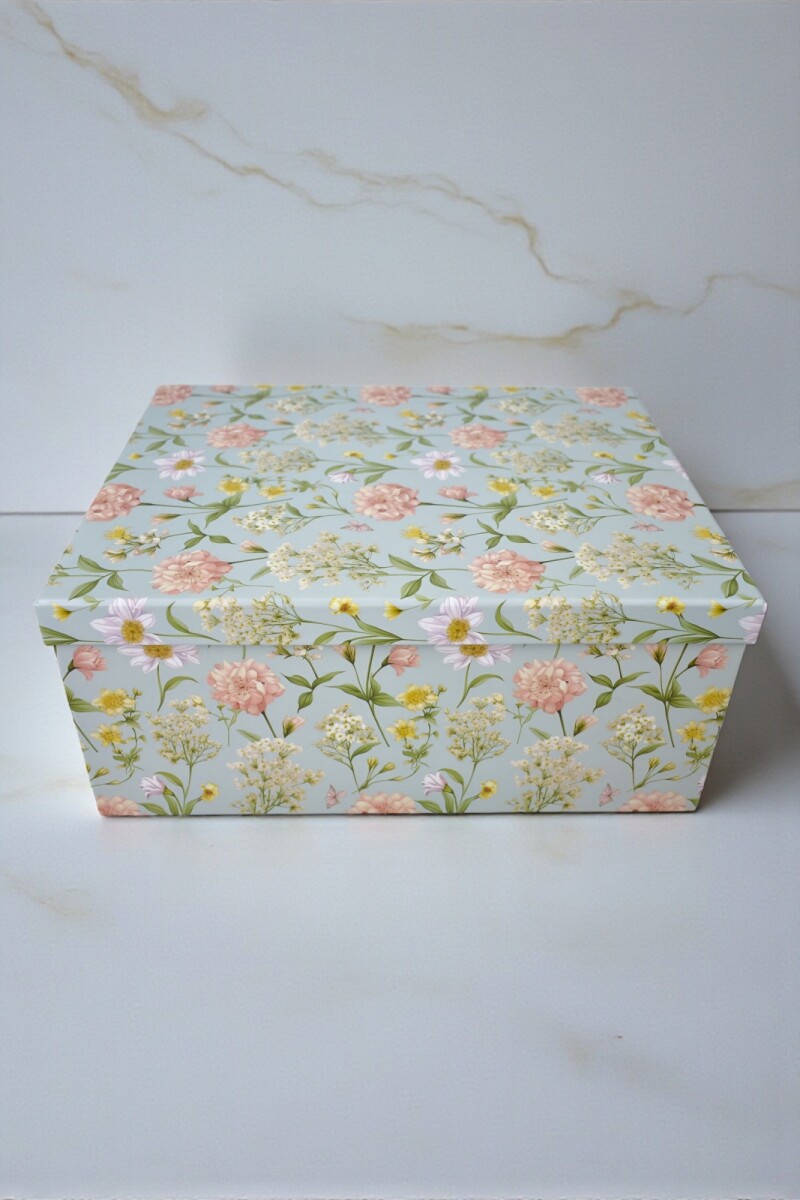 Caja rigida - flores - 26,5 x 34,5 x 15 