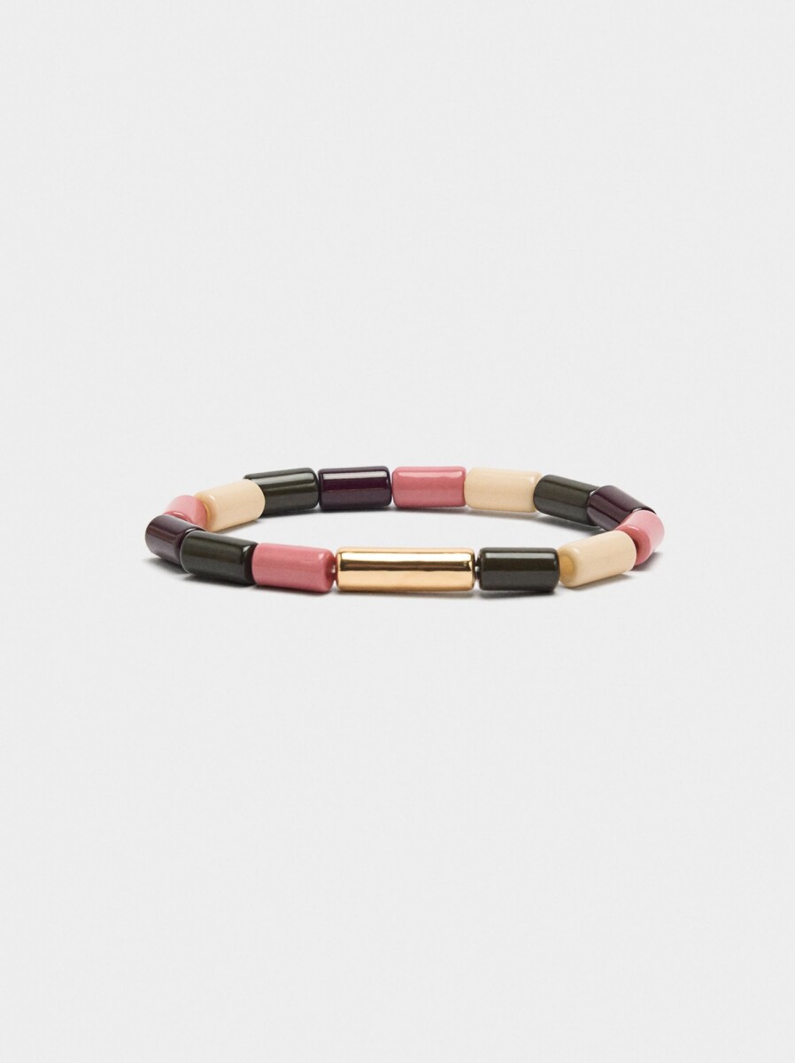 Pulsera Elástica Cuentas Cilíndricas - multicolor 