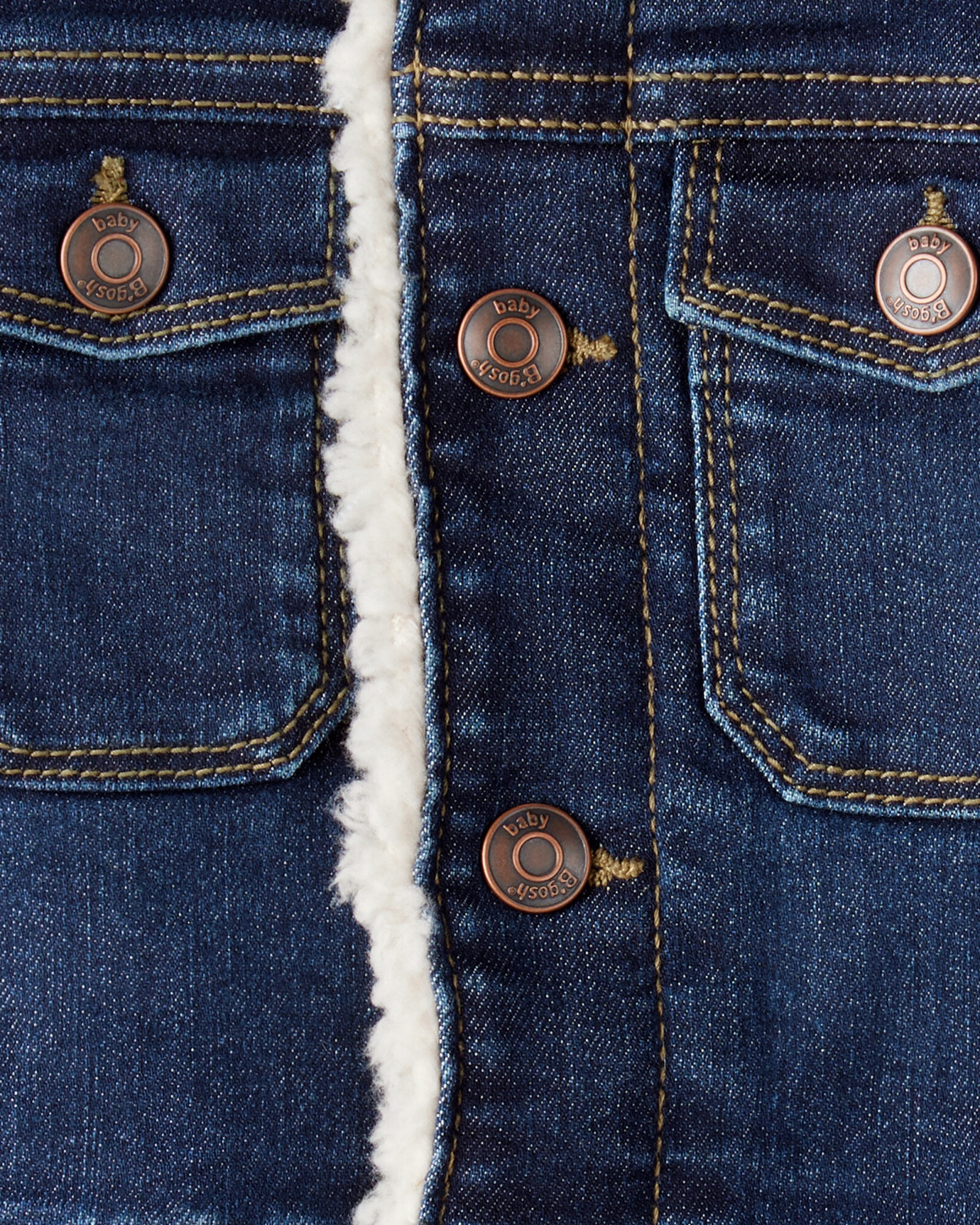 Campera jean con bordes en sherpa Sin color