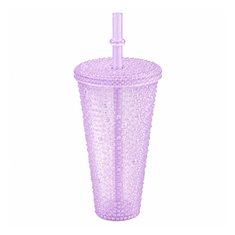 Vaso con Tapa y Sorbito 250ml Lila