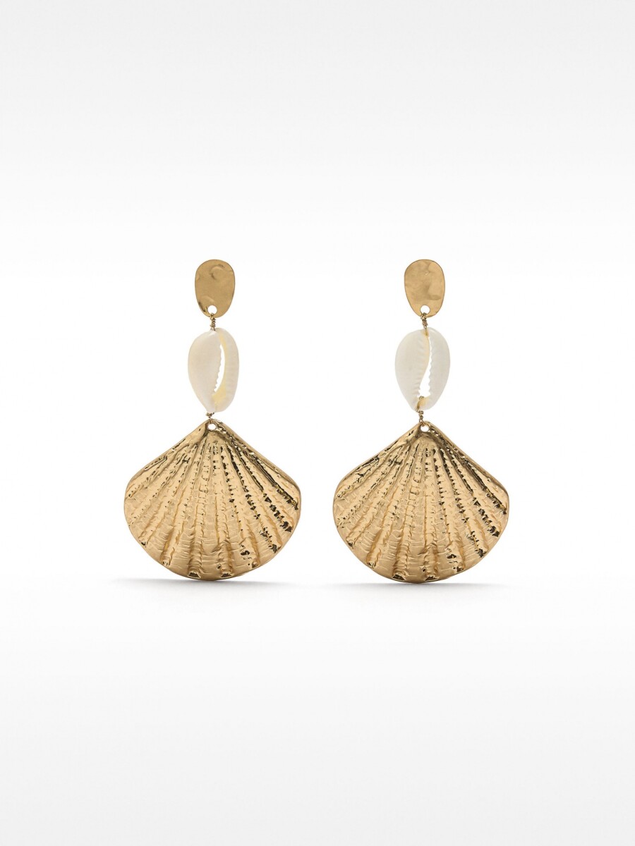 Pendientes Largos Con Conchas blanco