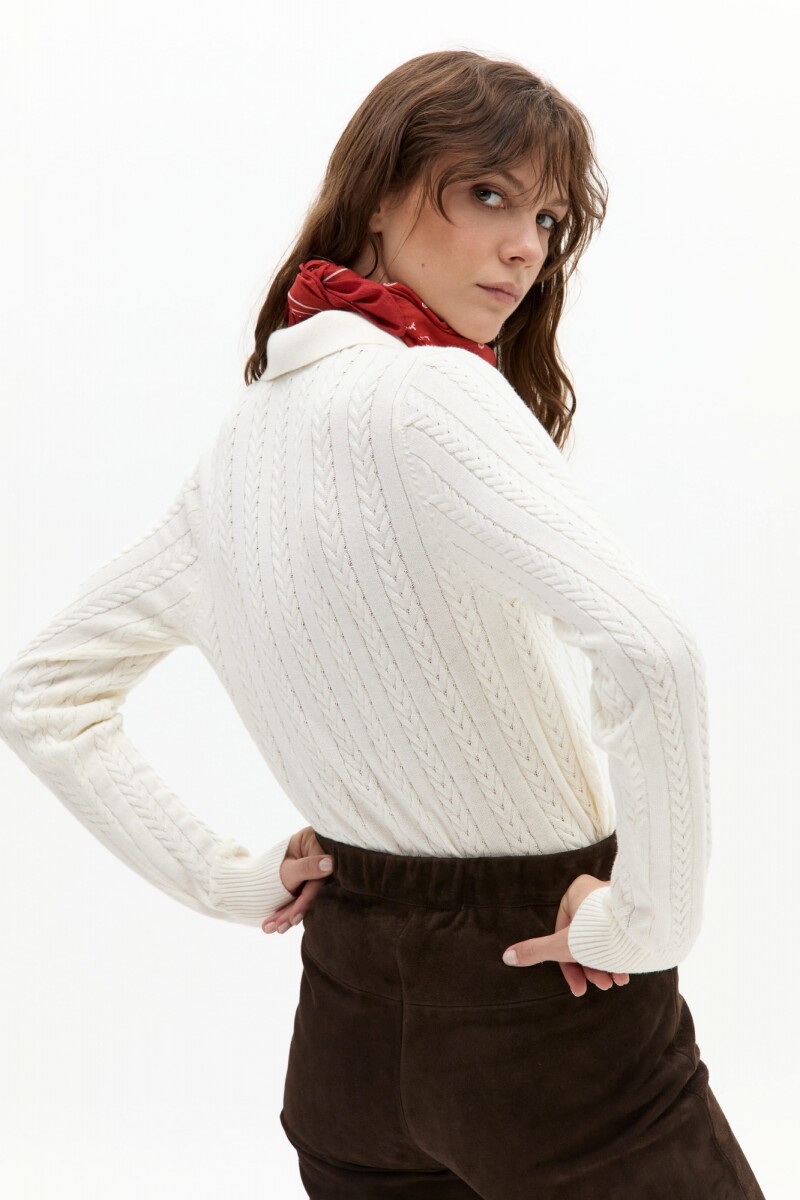 Sweter Polo Peter Cotton Cashmere Off White