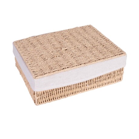 CESTO C/TAPA GLIS NATURAL/BEIGE TELA A245