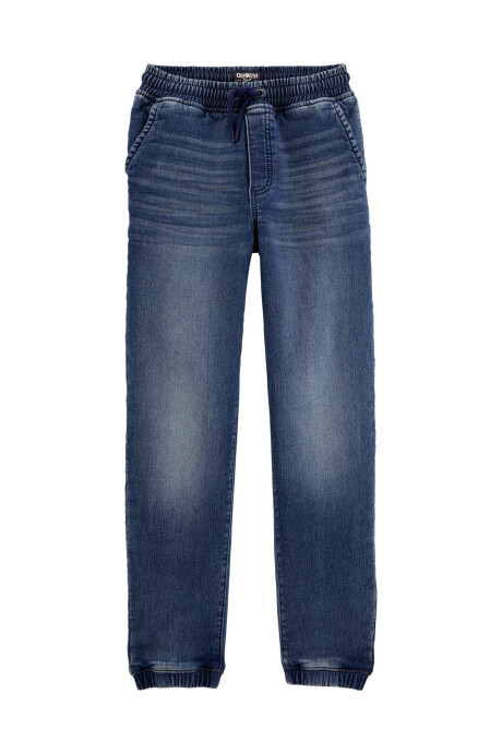 Pantalón de jean con cintura elastizada y cordón 0