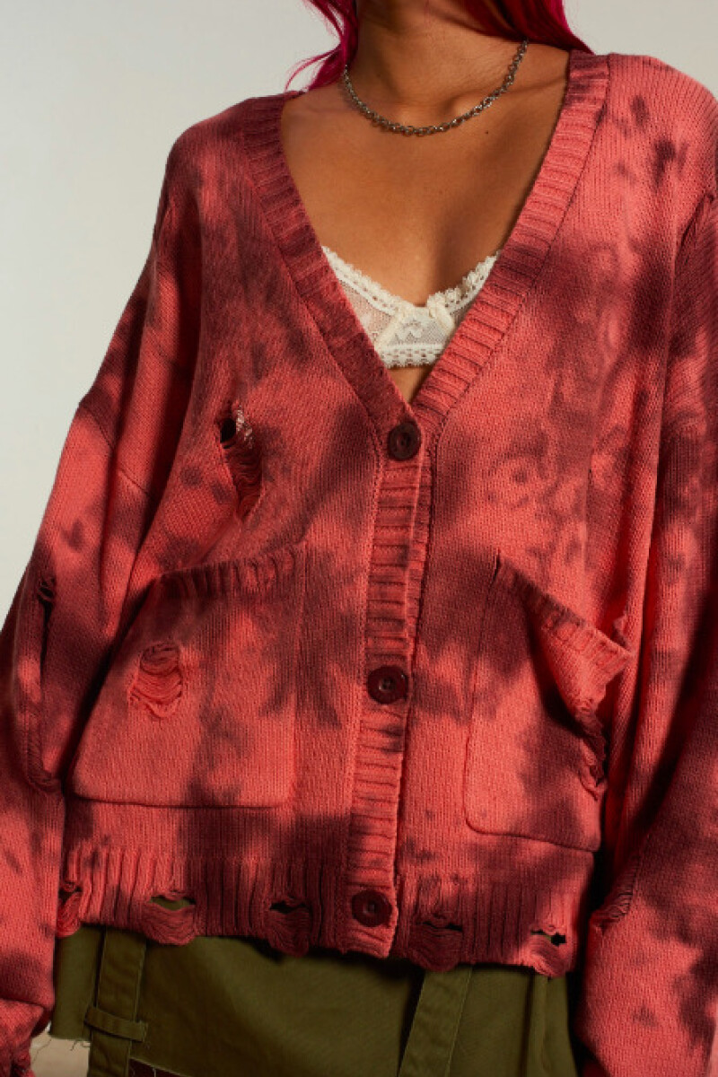 O/SIZED DISTRESSED TIE DYE KNI Rosa