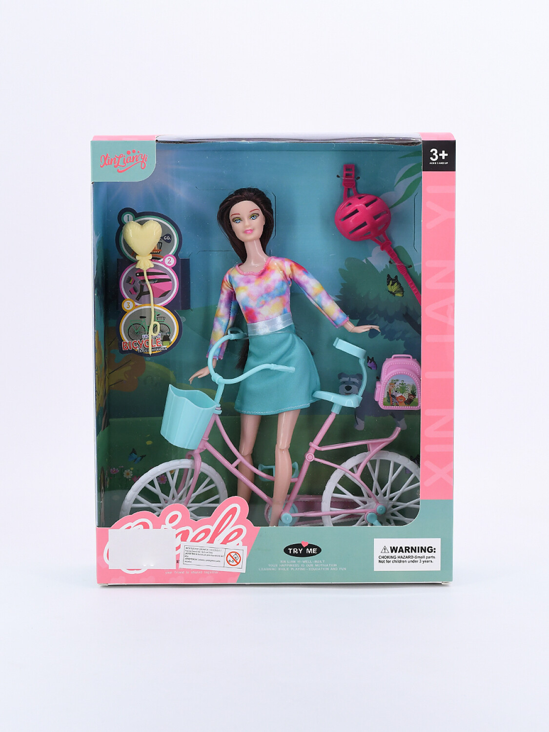 MUNECA CON BICICLETA VERDE AQUA Guapa