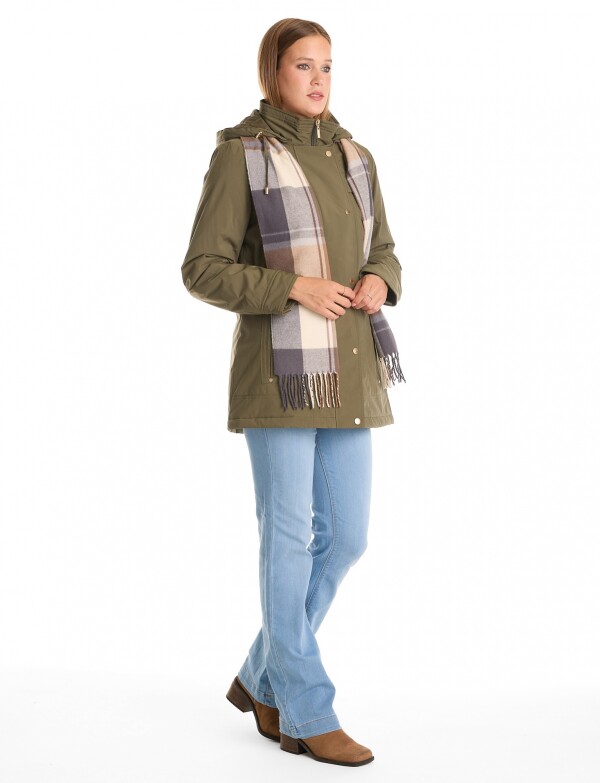 Gabardina Impermeable Bufanda OLIVA
