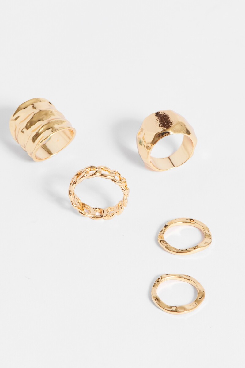 Set de anillos metalicos cadena dorado