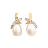 Caravanas cruz Perlas y piedra - Oro bajo - Perla de río y Zirconias - CA8050 conperla