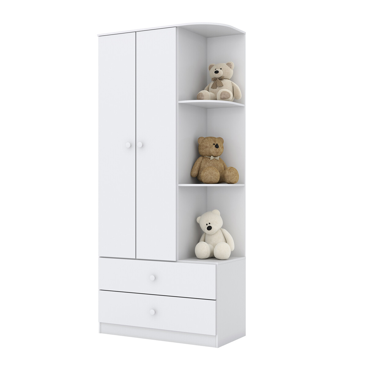 ROPERO 2 PUERTAS 2 CAJONES GUARDARROPA ARMARIO PLACARD CLOSET INFANTIL - BLANCO 