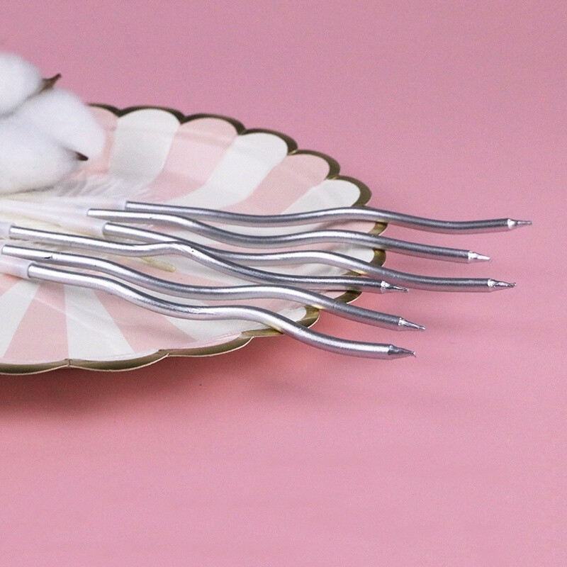 Vela Torneada Metalizada Plateada