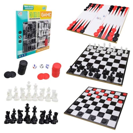 Juego 3 en 1 Dama/Ajedrez/Backgammon Juego 3 en 1 Dama/Ajedrez/Backgammon