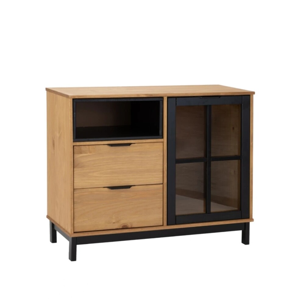 APARADOR BARGUEÑO EN MADERA MACIZA - 2 CAJONES - PUERTA EN VIDRIO APARADOR BARGUEÑO EN MADERA MACIZA - 2 CAJONES - PUERTA EN VIDRIO