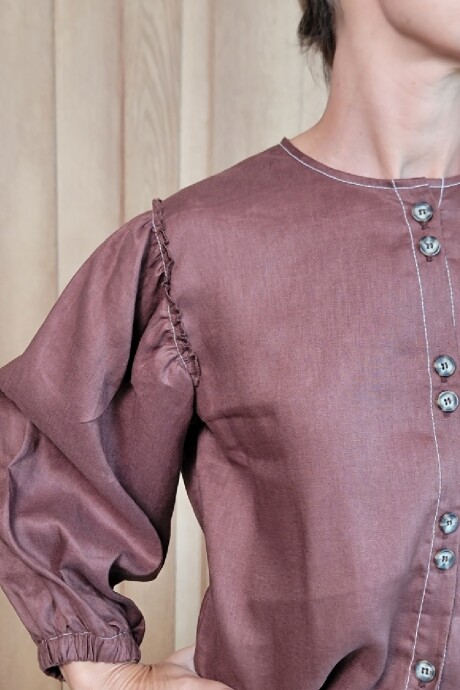 Camisa Melón Puro Lino Chocolate