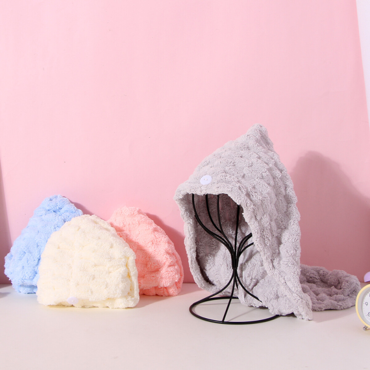 Toalla Turbante Para El Cabello - Gris/crema/rosa/celeste 