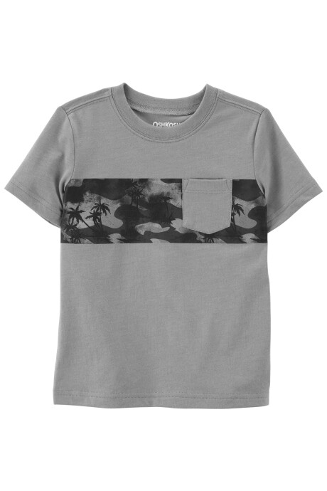 Remera de algodón con bolsillo y diseño camuflado Sin color