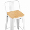Banqueta Con Respaldo Asiento Madera - Tolix Blanco