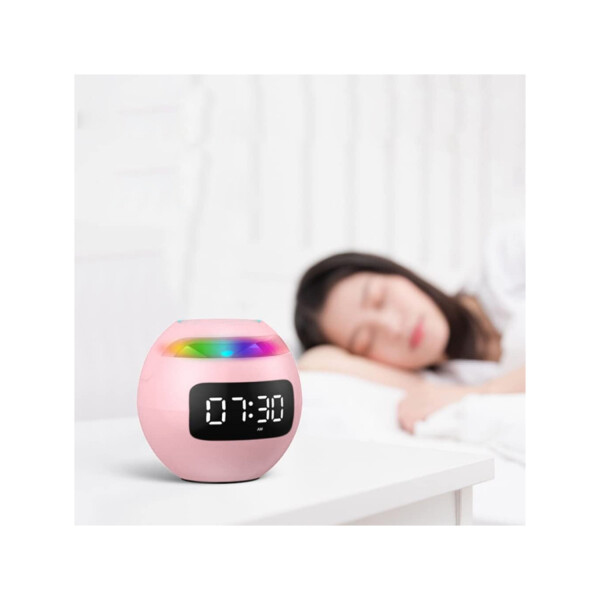 Reloj Despertador Parlante Kimiso Bluetooth USB Luminoso Led Variante Color Rosa