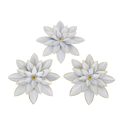 SET FLOR METAL BLANCO 3PZAS Unica