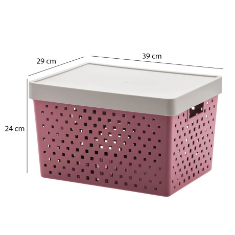 Set X2 Cajas Canastos Organizadores Quadratta con Tapa en PP Rosa