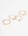 Sets Anillos Metal Set De Anillos Con Strass - Dorado